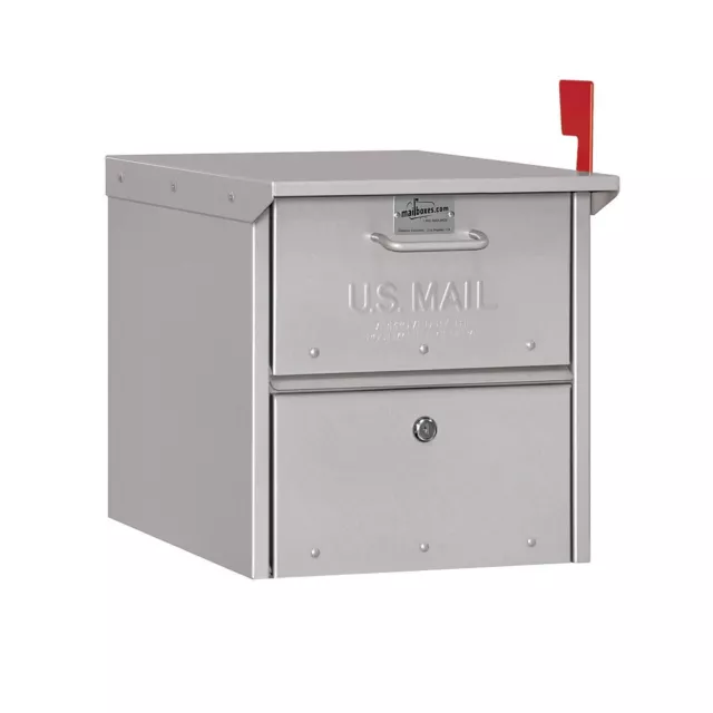 Roadside Mailbox Silver Front and rear access locking door