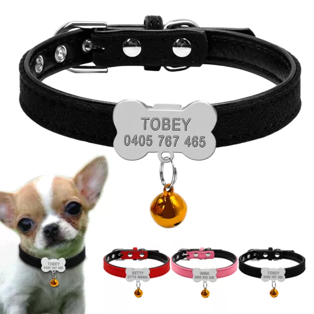 Personalized Pet Small Dog Name Collars Bone Shape Dog ID Tag Necklace with Bell