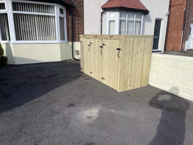 Triple Double Quadruple Wheelie Bin Store Wooden Storage Shed Dustbin Stores