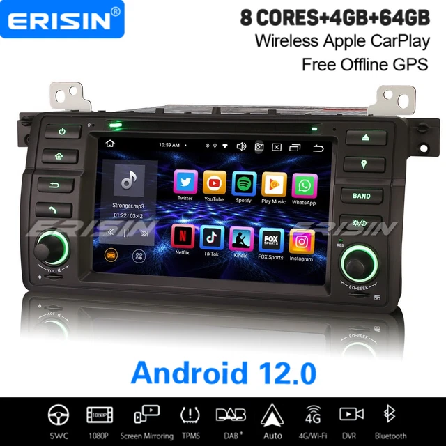 8-Core 64Go Android 12 Autoradio BMW 3er E46 MG-ZT Rover75 CarPlay WiFi DAB+Navi