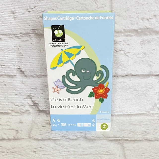 Cartucho de playa, instrucciones, superposición y libro de recortes de caja Cricut Life is a Beach