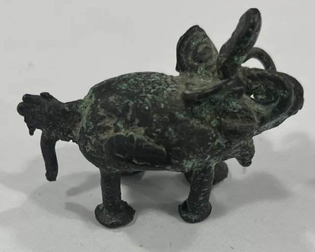 Vintage Dragon Elephant Asia Antique Opium Weight Patina Bronze China 3.3 OZ 2