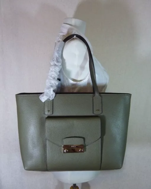 NWT FURLA Salvia Sage Green Pebbled Leather Julia Tote Bag $398 - Made in Italy