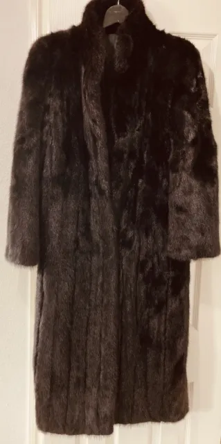 Vintage Saga Mink Fur Coat Size 8 Full Length Stroller Front Closure Lined
