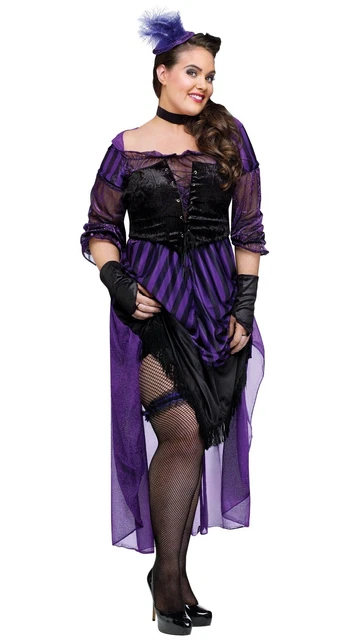 Wild West Lady Maverick Can Can Dancer Saloon Girl Western Women Costume Plus