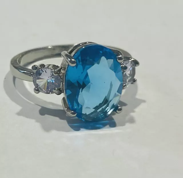STERLING SILVER 5 Carat Blue Sapphire Ladies Cocktail ring size 9 🎁 ...
