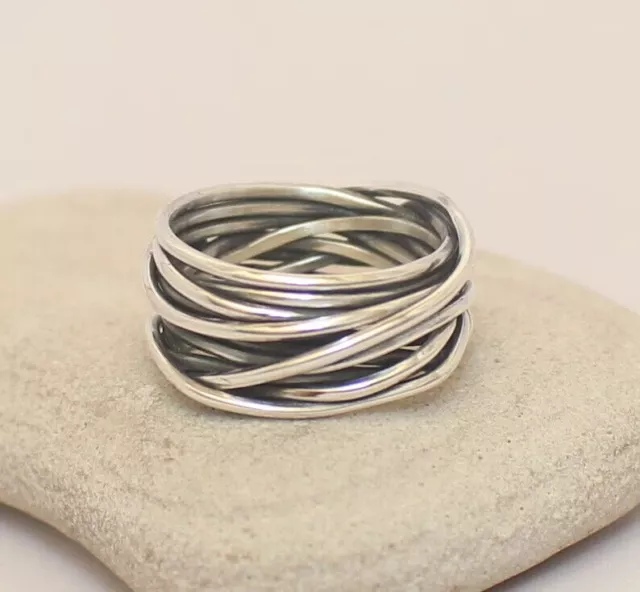 Solid 925 Sterling Silver Band& Meditation Statement Ring Handmade Ring All size