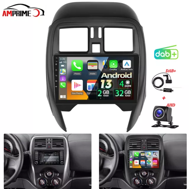 2+32G Carplay DAB+ Autoradio für NISSAN MICRA 4 K13 2010-2016 Android 13 GPS Nav