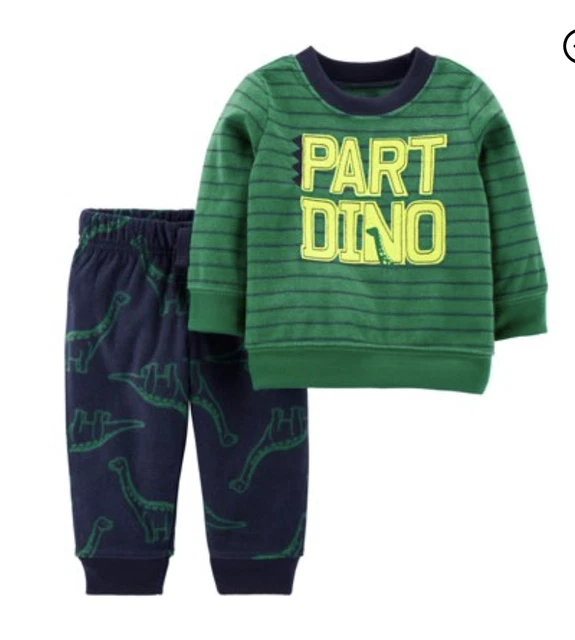 Baby Boy Fleece Dinosaur Outfit Pants & Shirt NWT Carters COM 3 6 9 12 18
