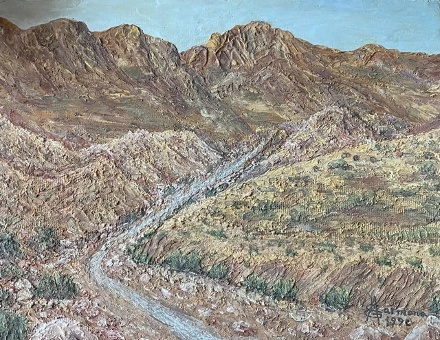 Cuadro Antiguo Pintado A Mano Paisaje De Montañas Aquitienesloquebuscas.com Alme