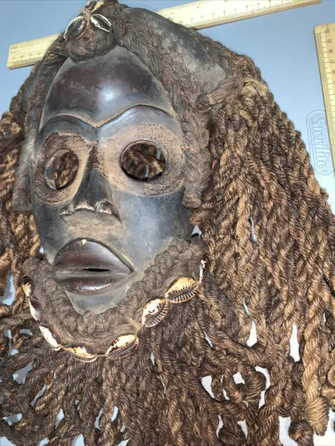 Dan Mask with Cowries and Rope Beard African mask great size OFFERS #29 3