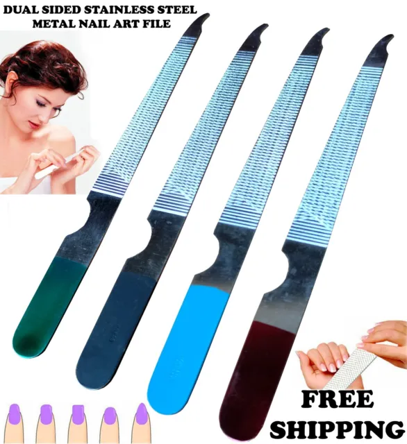 4.5" Dual Sided Stainless Steel Metal Nail Art File Manicure Pedicure Tool