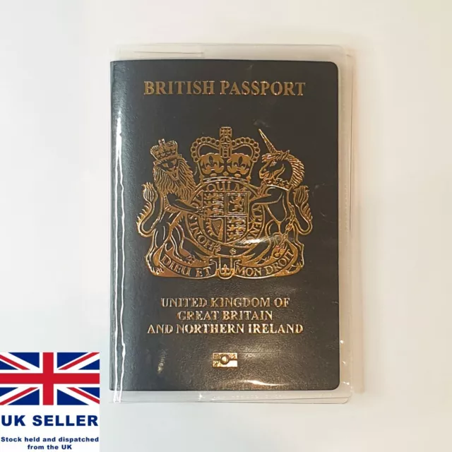 Passport Holder Transparent Scrub Cover UK Size Plastic Clear UK Travel