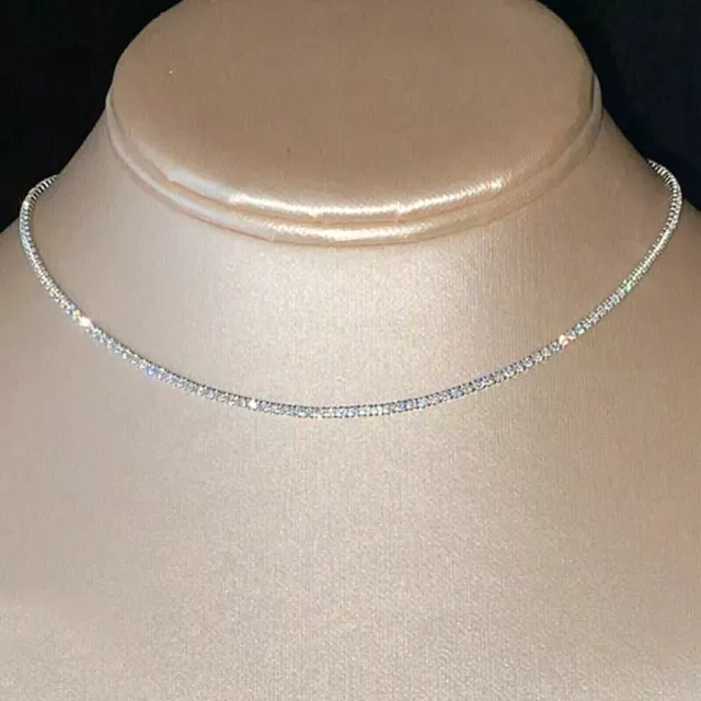 12Ct Round Lab Created Diamond 18'' Tennis Necklace Womens 14K White Gold Plated