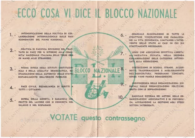 1948 Blocco Nazionale PLI votazioni Vincenzo Ilardi Politica volantino