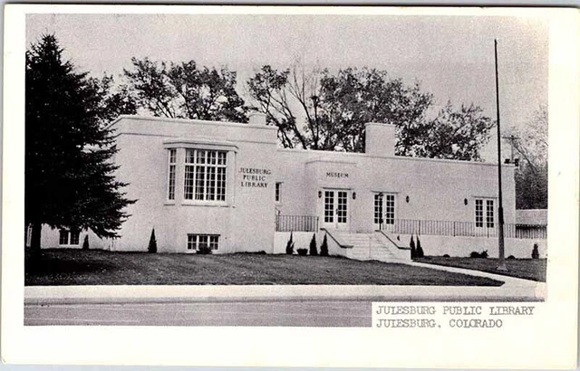 Postcard LIBRARY SCENE Julesburg Colorado CO AK4763