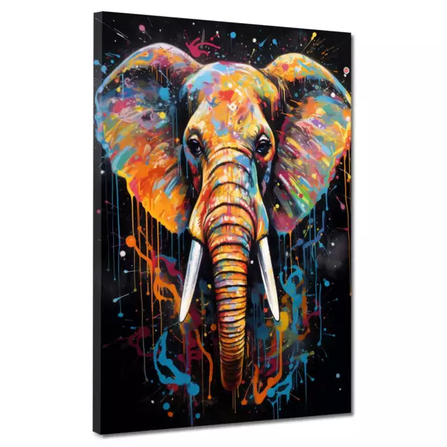 Quadro moderno stampa su tela elefante pop art splatter astratto canvas