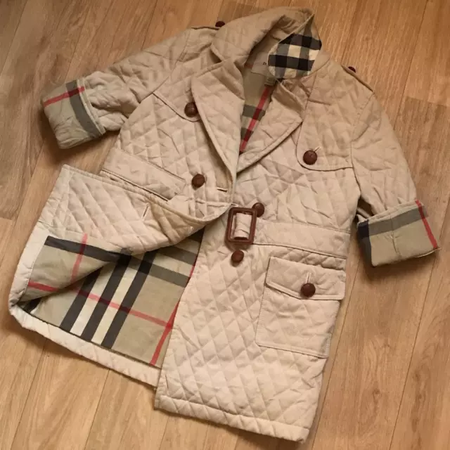 Chaqueta Acolchada Burberry Diamond Gabardina Bebé Niñas Niños Beige Talla 3 Años