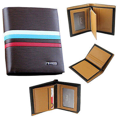 Fashion Mens Leather Bifold Clutch Credit/ID Card Holder Business Wallet Purse