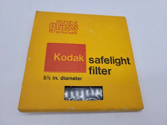 Vidrio filtro de luz de seguridad vintage Kodak no 2 5,5 pulgadas de diámetro en caja original