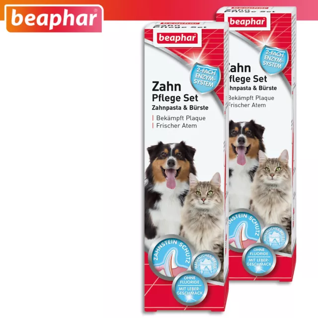 Beaphar 2 X Zahn-Pflege-Set : Zahnpasta + Brosse à Dents pour Chien Et Chat