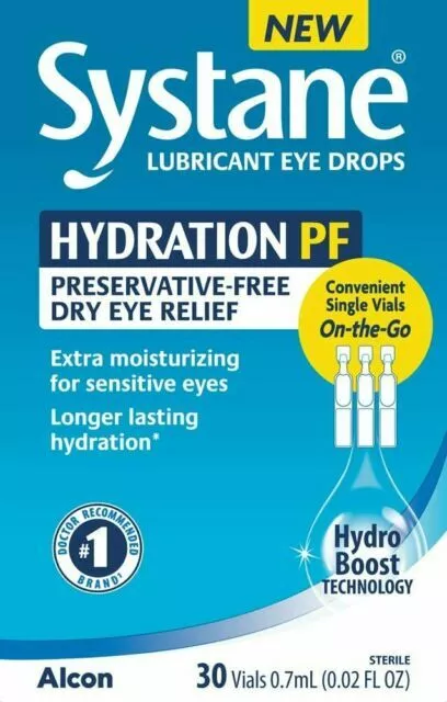 3 nuevas gotas de alivio para ojos secos hidratación Systane PF - 30 viales cada caja