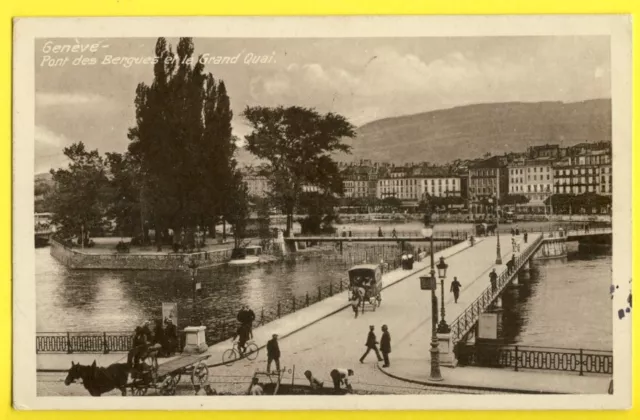 cpa Suisse GENÈVE en 1919 Pont des BeRGUES envoi de Georges BONIFAZI à sa Mère