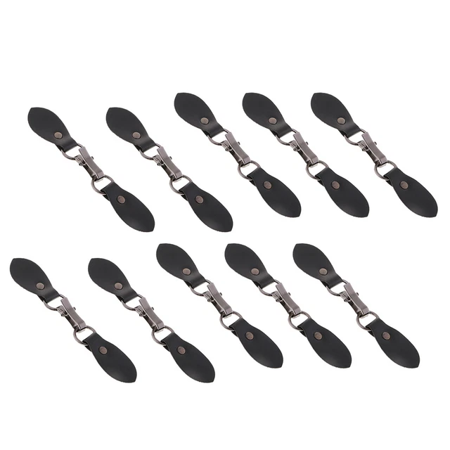 10 Sets Schwarzes Leder Knebelknöpfe mit Metallhaken Duffle Mantel Verschluss