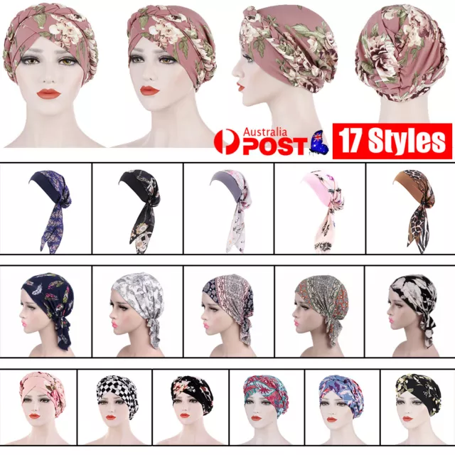 Women's Floral Chemo Cap Cancer Hat Muslim Hair Scarf Turban Hijab Head Wrap NEW