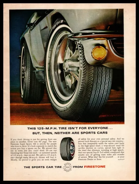 1965 Firestone Tire Super Sports 500 Sup-R Tuf Rubber Tires Vintage Print Ad