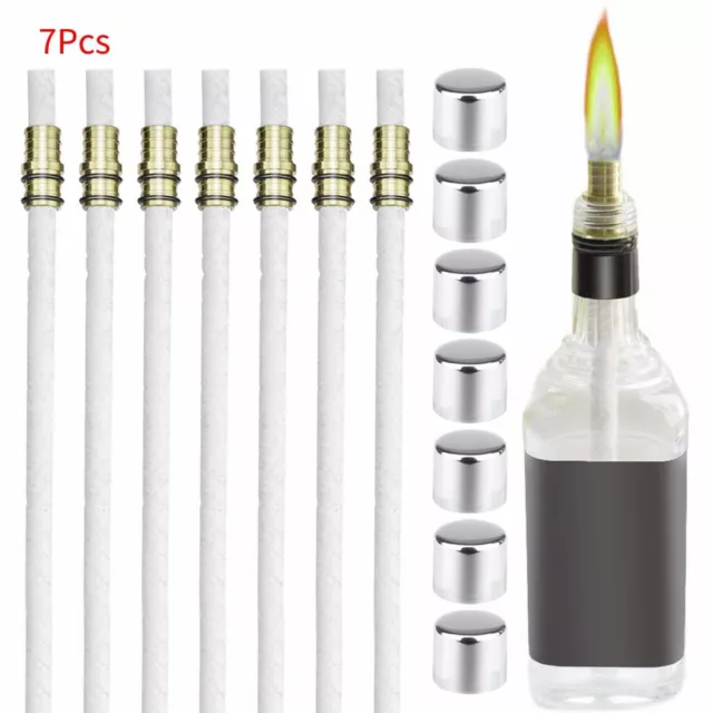 7Pack Wick Wine Bottle Tiki Torch Kit Oil Lamp DIY light Outdoor Garden Lighting