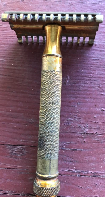 1930s Era All Brass Gillette New Open Comb DE Razor, See Pics