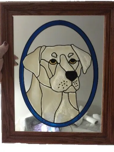 Laborador Retriever Hanging Glass Framed Picture 13×16 Preowned Beautiful