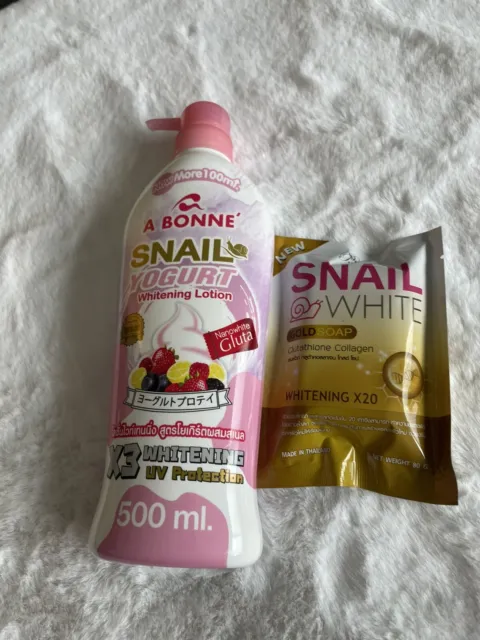 Snail Yogurt Whitenin Latino +Snail Body White Gold Soapx10 Intensive Whitening