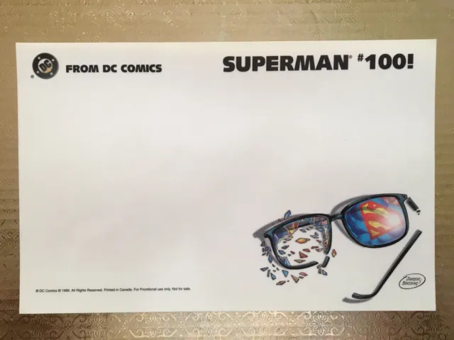 1995 Superman #100 Comic Book Store 10" X 6 1/2" PROMO Window Cling