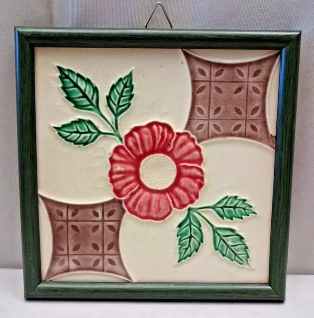 Antique Tile Majolica Japan Art Nouveau Architecture Geometric Design Decora#412