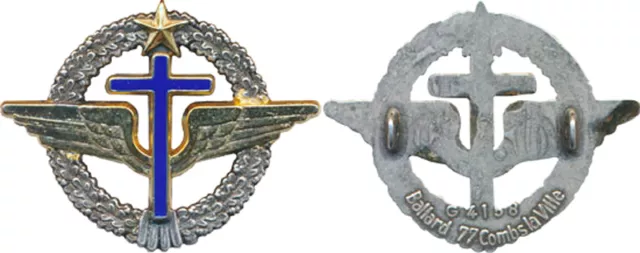Aumonier Armée de l’Air, insigne béret, croix dorée bleue, Ballard 4158 (10103)