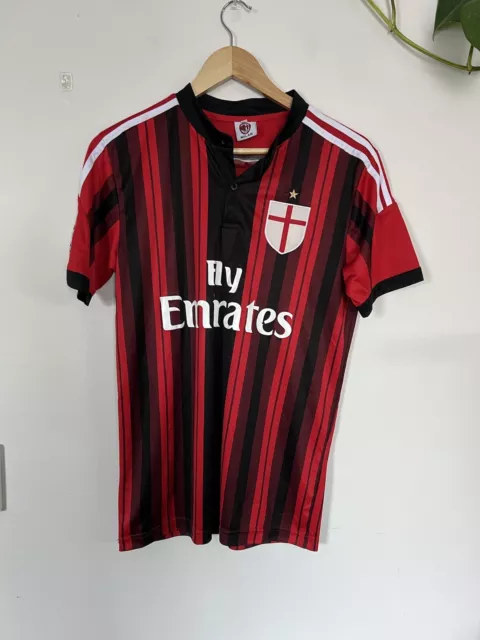 Fly Emirates Black & Red MILAN  Jersey Shirt - Size S Mens FOOTBALL soccer