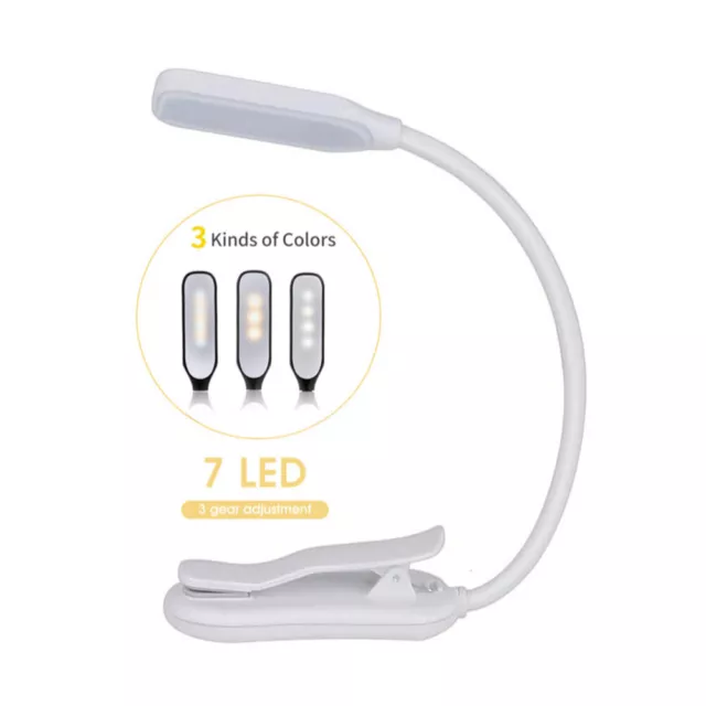 Rechargeable Book Light Mini 7 LED Reading LightFlexible Easy Clip Lamp 2