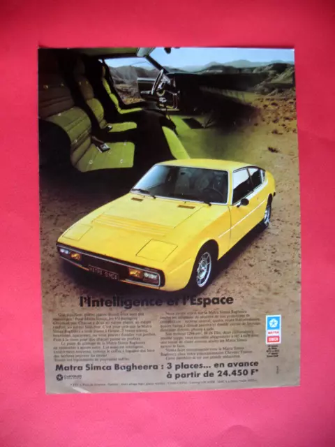 Matra Bagheera Automotive Press Release Intelligence And Space Ad 1973