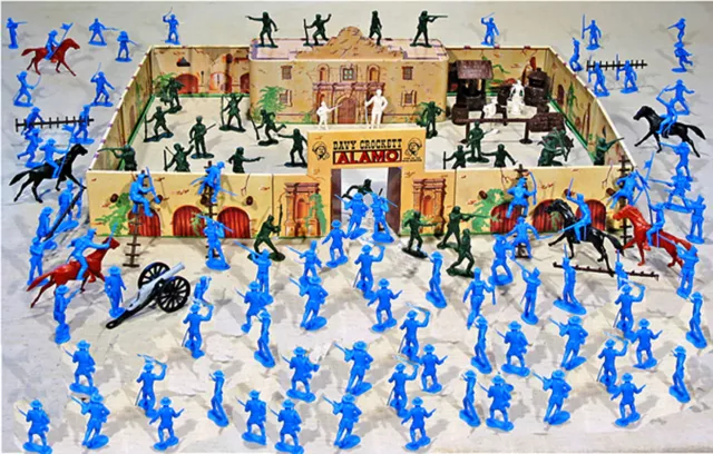 Marx Replica Alamo Playset - 54mm Plastic Toy Soldiers w/ Marx litho Alamo fort