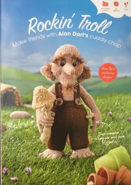 KNITTING PATTERN Alan Dart Rockin troll toy - Holding mushroom toy 28cm tall DK