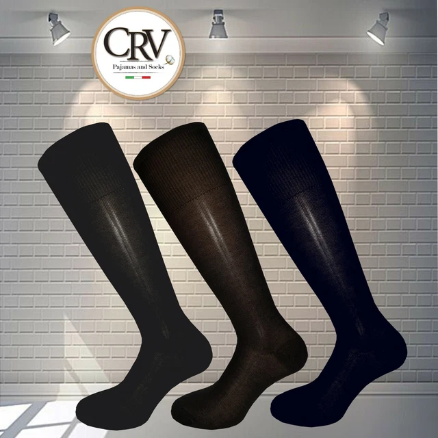 Calze Uomo Filo Di Scozia Lunga Artigianale Nero Blu Antracite Made In Italy