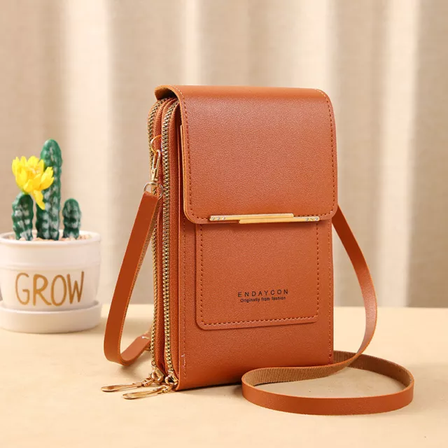 Women Bags Soft Leather Wallets Touch Screen Phone Purse Shoulder StrapHandbag
