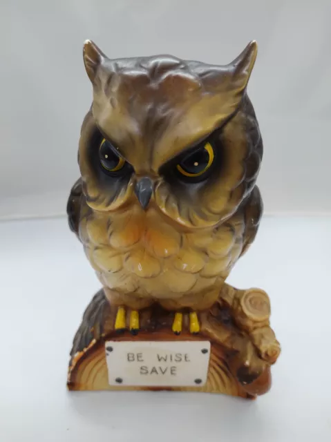 Mid Century Ries Porcelain Hand Decorated  Owl Coin Bank 1950's