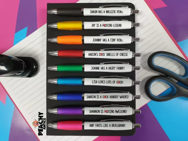 Sweary Fuck Pens Cussing Pen Gift Set - 5 Black Gel Pens Rife with