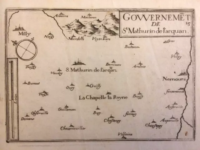 Carte du gouvernement Saint-Mathurin de Larquan, Larchant, gravure Tassin