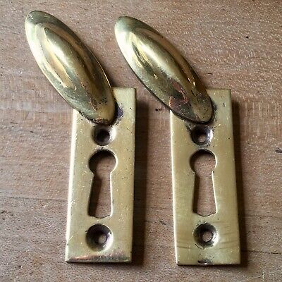 Antique Escutcheons Keyholes Brass Vintage Door Hardware Victorian Pair