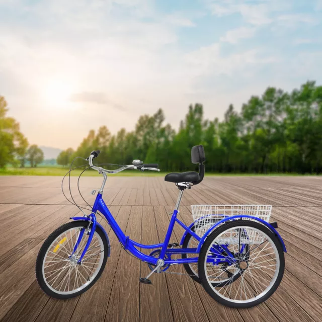 24 Zoll Dreirad 3 Räder Fahrrad Für Erwachsene Senioren Trike mit Einkaufskorb