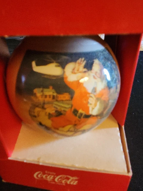Vintage Coca Cola Glass Christmas Ornament Santa With Train
